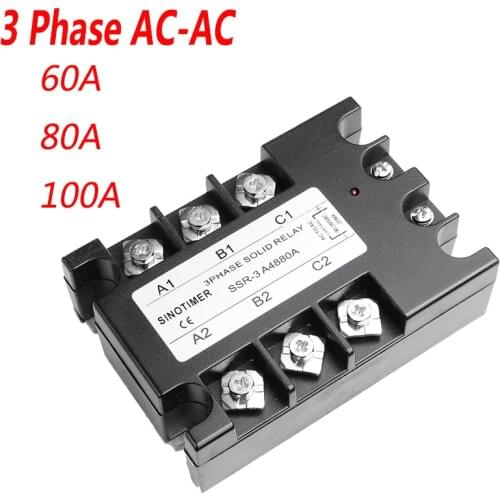 3 Phase Solid State Relay 60A SSR 90--280V AC 20MA Solid State Relay 80A Relay SSR 100A Rele