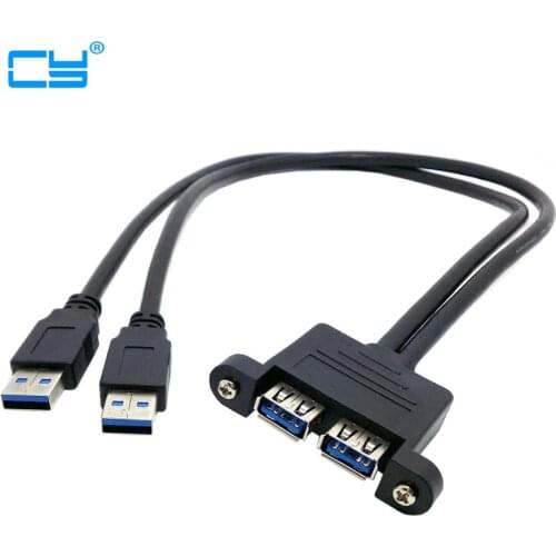 3ft 100cm Combo Dual USB 3.0 Male to Female Extension Cable with Screw Panel Mount Holes 50cm 100cm