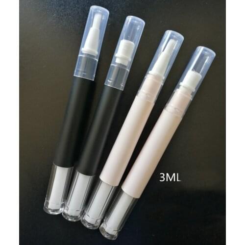 30pcs/lot 3ml Black Matt Plastic Rotate Pen for DIY Essential Makeup Tools 3CC Cosmetic Eyelash Growth Liquid Tube & brush head