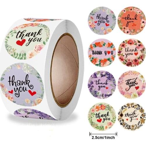 500pcs Pretty Round Floral New Styles Thank You Stickers Seal Label for Wedding Favor Party Handmade Envelope Stationery Sticker