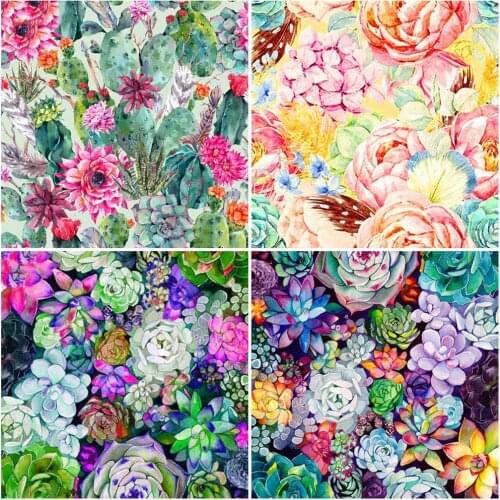 HUACAN DIY Diamond Painting Flower Rhinestone Picture Cross Stitch Plant Diamond Embroidery Succulents Home Decor