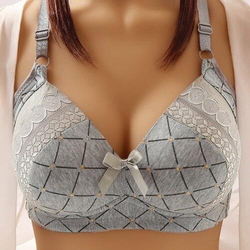 Push Up Bra for Women Plus Size Underwear Wireless Soft Seamless Brassiere Large Cup Bralette Cotton Comfortable Lattice Bras