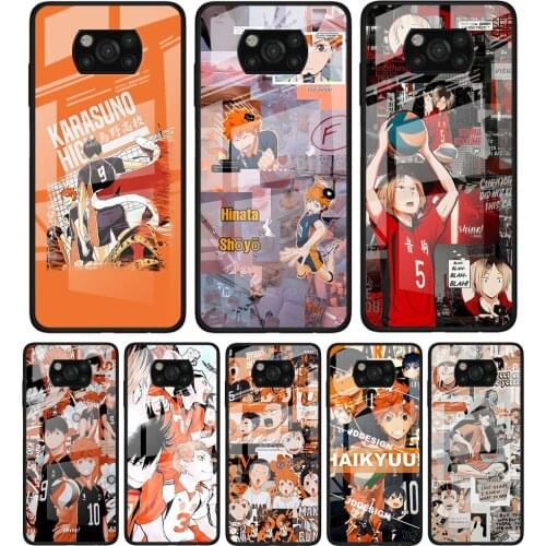 Anime Volleyball Haikyuu for Xiaomi Poco X3 NFC F3 M2 F3 F2 X2 X3 Pro Redmi Note 8 9 10 Pro 8T 9T 9S Tempered Glass Phone Case