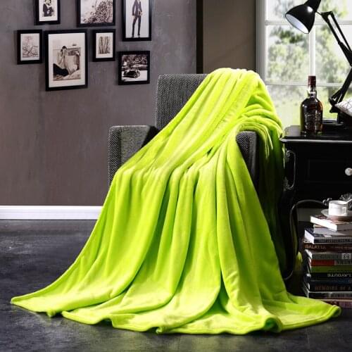 Home Textile Flannel Blanket Winter Super Warm Soft Blankets Throw on Sofa/Bed/Plane Travel Patchwork Solid Bedspread Green