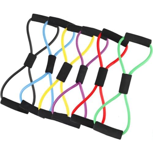 TPE 8 Word Fitness Yoga Gum Resistance Rubber Bands Fitness Elastic Band Fitness Equipment Expander Workout Gym Exercise Train