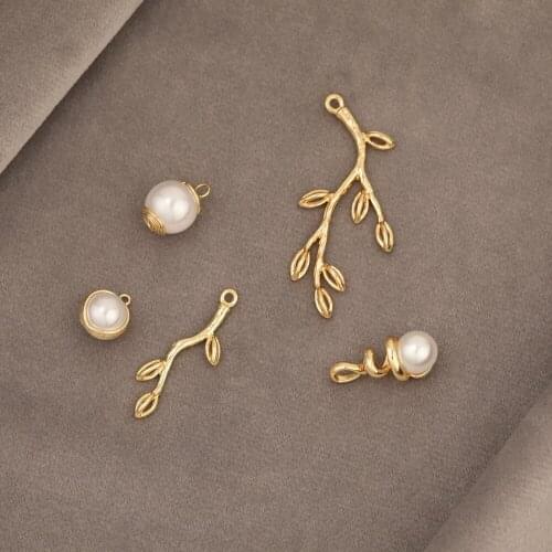 HAOSAW 2Pcs Jewelry Accessories/Imitation Pearl/DIY/Hand Made/Genuine Gold Plating/Earring Pendant/Jewelry Findings & Components