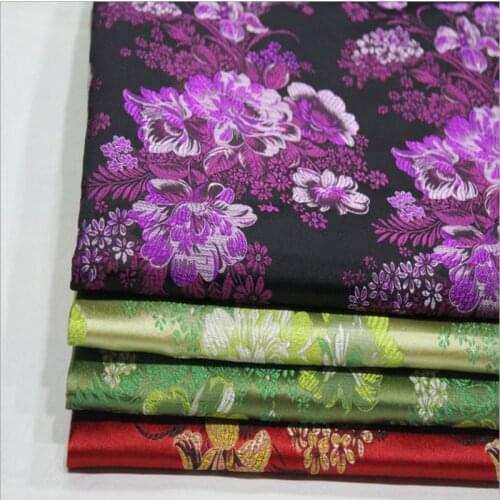 HLQON 75cm width brocade yarn dyed peony fabric for patchwork felt tissue telas cheongsam bed sheet dress children cloth coat