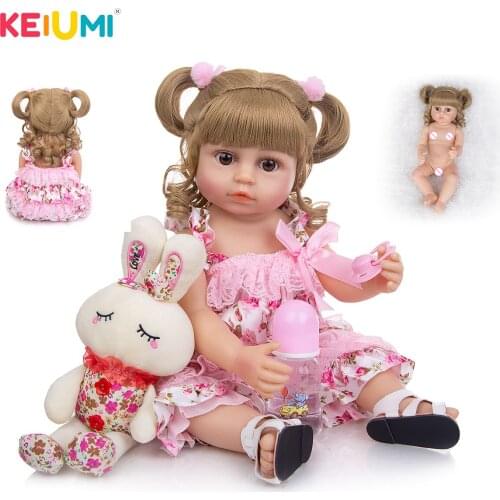 KEIUMI Lovely 22 Inch Reborn Baby Doll Toys Realistic Full Silicone Reborn Doll For Girl Christmas Xmas Gift Bedtime Playmate