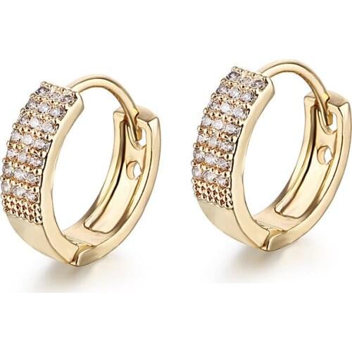 ZHOUYANG Classic Earrings For Women Vintage Gold Color Piercing Mens Earings Zircon Jewelry Ear Accessories Wholesale KBE333