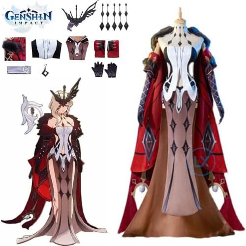 Game Genshin Impact La Signora Cosplay Costume Game Suit Anime Outfits Sexy Dress Halloween Uniforms For Women Girls