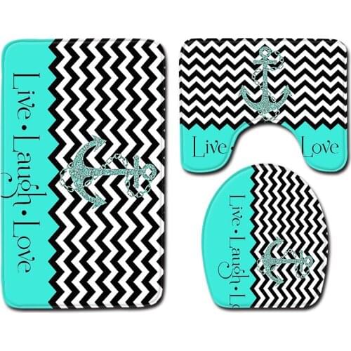 European and American Style Toilet Mat Cartoon Pineapple Printing Non-slip Floor Mat Bathroom Entrance Three-piece Carpet Rug