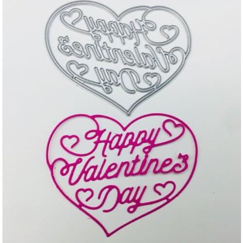 Heart Happy Valentines Day Metal Cutting Dies Stencil Scrapbooking DIY Album M68E