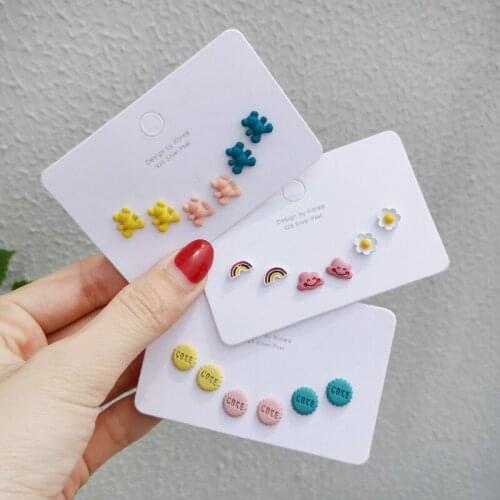 Candy Color Cute Fruit Plant Small Earrings for Women Girl Colorful Metal Spray Multiple Stud Earrings Statement Party Jewelry
