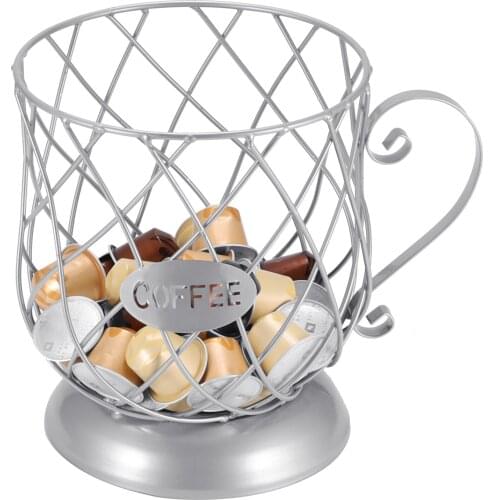Large Capacity Multifunction Hollow Coffee Capsule Basket Anti-Rust Creative Iron Wire Electroplating Silver Spray Storage Cup