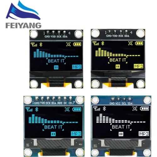 0.96 inch IIC SPI Serial 7/4Pin White/Blue/Yellow Blue/Yellow OLED Display Module SSD1306 12864 LCD Screen Board for Arduino