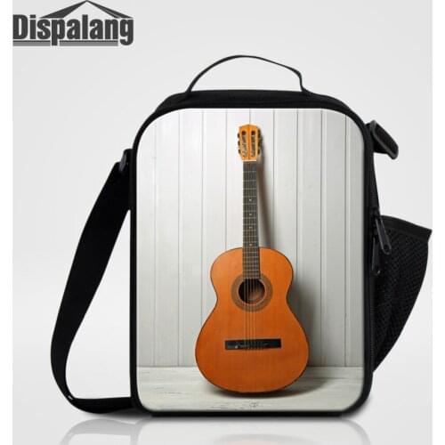 Dispalang Small Insulated Shoulder Lunch Bag For Men Women Violin Print Thermal Lunch Box Kids Cooler Lunch Bag Picnic Food Bag