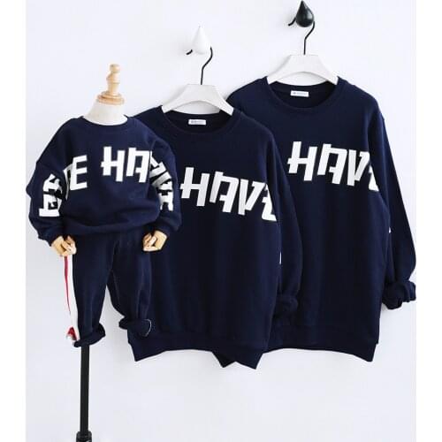 New Family Look Autumn Letter Printed Pattern Family Mother Daughter Father Son Sweatshirt Loose T Shirt Clothes Top Tee 2018
