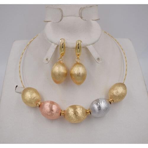 NEW style Ltaly 750 Gold color Jewelry Set For Women african beads jewlery fashion necklace set earring jewelry