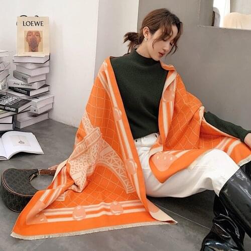 New Iron Tower Imitation Cashmere Warm Scarf Female Winter Double-sided Thickening Student Warm Scarf Shawl