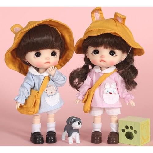 Ob11 clothes bunny bear kindergarten suit hat + shorts + top + bag for Molly, GSC, obitsu11, 1/12bjd doll clothes accessories