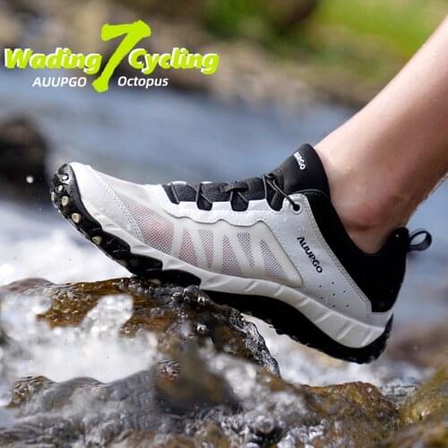 Original Auupgo 2021 Unisex Cycling Wading Shoes Ultra Light Mesh Brethable Hiking Sneaker Quick Dry River Sea Water Sneakers