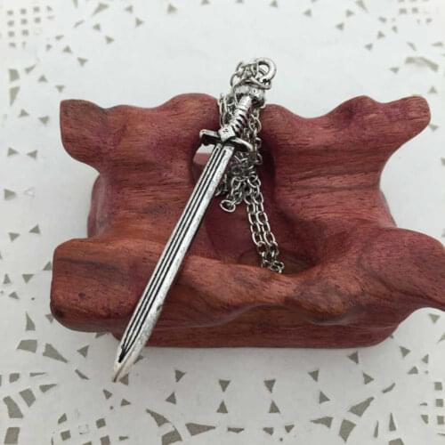 Medieval Sword Necklace Highlander Pendant Long Charm Katana Fantasy Warrior Creative Jewelry Blade Fashion Men Women Goth Gift