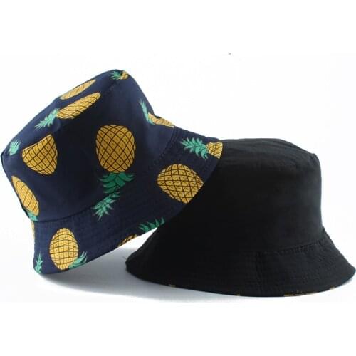 Panama Bucket Hat Men Women Summer Bucket Cap Pineapple Banana Print Fisherman Hat Bob Hip Hop Gorros Reversible Fishing Hat