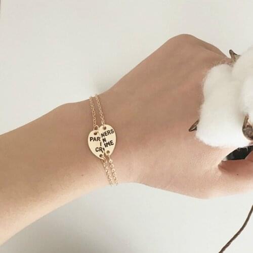 PARTNERS IN CRIME Bracelet, Friendship Bracelets Sets, BFF Bests Friends, Broken Heart, Best Sisters Jewelry Gifts