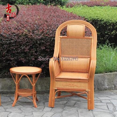Wicker chair chair natural real cane office chair waist waist leisure home elderly high back cane chair living room teng chair s