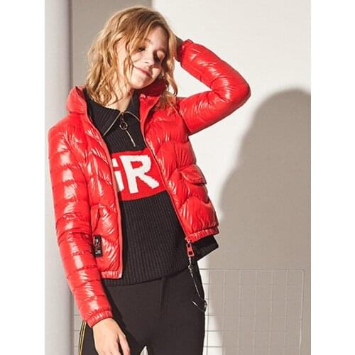 Female Autumn Winter Down Jacket Ladies Fashion Letter Embroidery Print Short Parkas Long Sleeve Stand Collar Casual Coat Z317