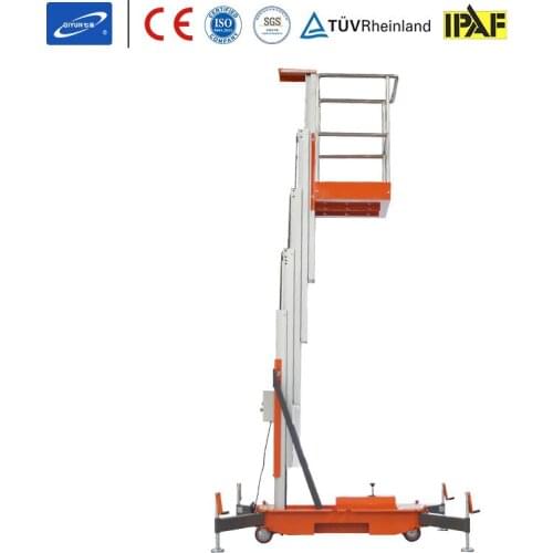 Qiyun CE ISO AC DC power 4-10m 100-150kg Mobile Single Mast Aluminum Alloy Vertical Lift OEM ODM
