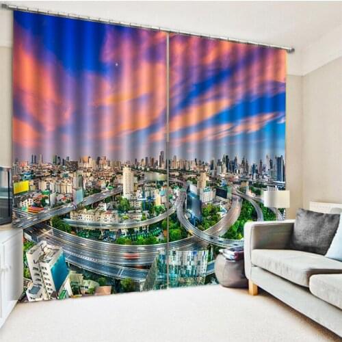 Luxury Blackout 3D Window Curtains For Living Room Bedroom Customized size city building curtains
