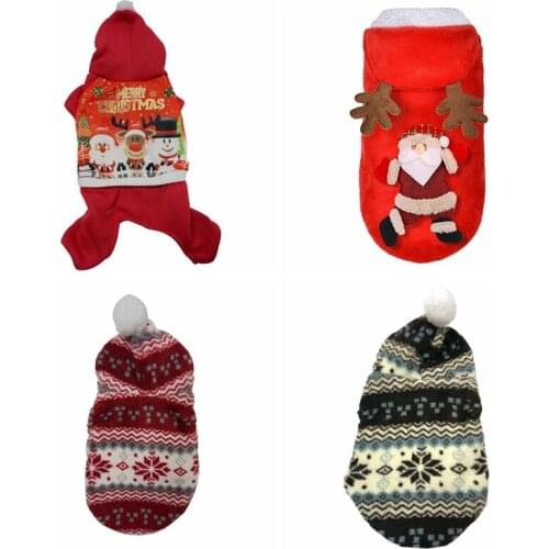 Four-legged Christmas Pet Clothes Dog Clothes Sweaters Dog Costume Cute Printed Puppy Dogs Winter Warm Pets Clothing Coat