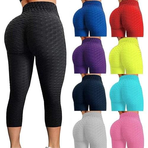 Calf-Length Pants Butt Lifting Leggings Anti-Cellulite Yoga Pants Fitness Women Seamless Pants High Waist Gym Booty Running Wear