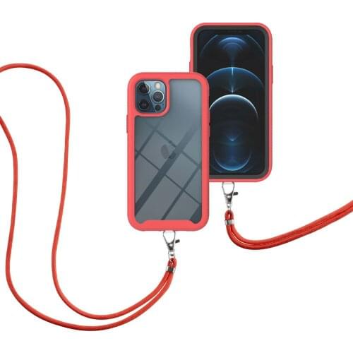 Silicone Chain Necklace Phone Case For iPhone 12 11 Pro Max 7 8 Plus X XR XS Max Lanyard Neck Strap Rope Cord Anti-Fall Cover