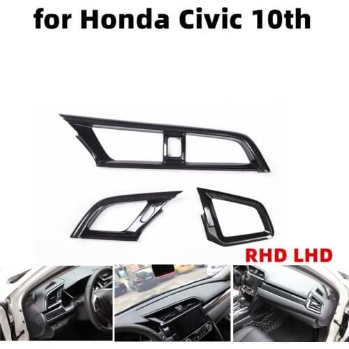For Honda Civic 10th 2016 2017 2018 2019 LHD Accessories Carbon Fiber Interior Mouldings Inner Door Handle Bowl Panel Cover Trim