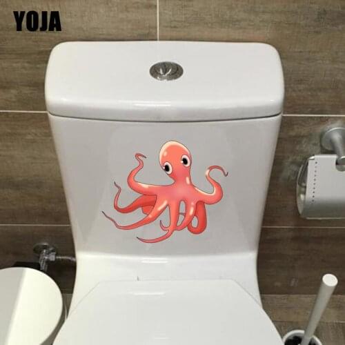 YOJA 22.3*16.3CM Octopus Toilet Decal Wall Sticker Home Decor Cartoon Submarine Aquatic Organisms T3-0912