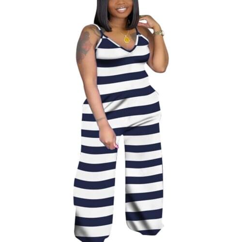 Plus Size Jumpsuit Women Elastic Hight Casual Rompers Sleeveless Summer Wide Leg Loose Outfits 3XL 4XL 5XL