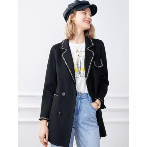 Womens Clothing 2021 Autumn New Small Fragrance Ribbon Double Faced Coat Womens Wool Coat