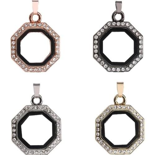 1pc Good Quality Crystal Octagon Glass Locket Magnetic Open Pendant