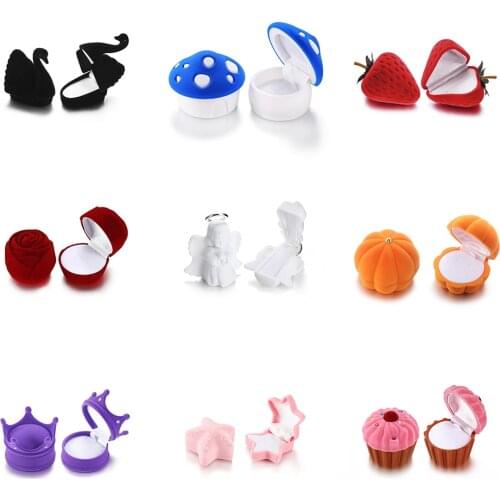 1Pcs Cute Velvet Jewelry Box Container Wedding Ring Box for Earrings Necklace Bracelet Display Gift Box Jewelry Findings Holder