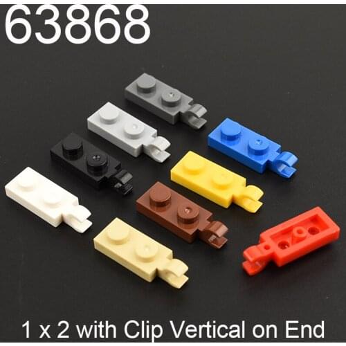 10PCS 63868 Plate Special 1x2 with Clip Horizontal on End Building block accessories parts MOC DIY Education Build Toys Brick