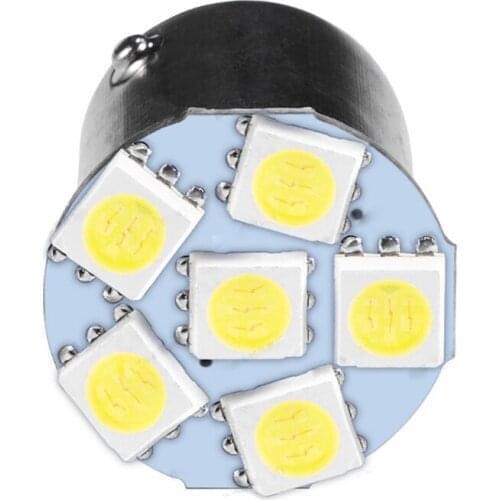 10pcs DC6V 1156 BA15S P21W Car LED Turn Signal Light Bulb Motor Tail Backup Brake Reverse Lamp 5050 6SMD White DC 6V