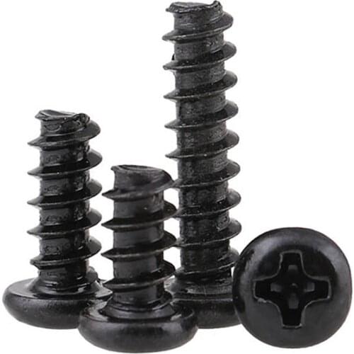 1000Pcs M1.4 M1.7 M2 M3 PB Pan Head Black Electronic Micro Screws Phillips Self-tapping Phone Computer Screw SS13