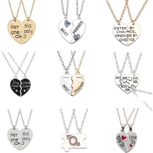 Hot Selling Best Friend Necklace 2 Piece Set Bff Friendship Letterr Pendant Heart Necklace Lady Choker Fashion Jewelry Gift 2020