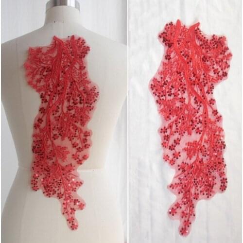 2Pcs Sequins Leaves Embroidery Lace Fabric Applique For DIY Clothing Wedding Dress Sewing On Accessories Patches Appliques Nice