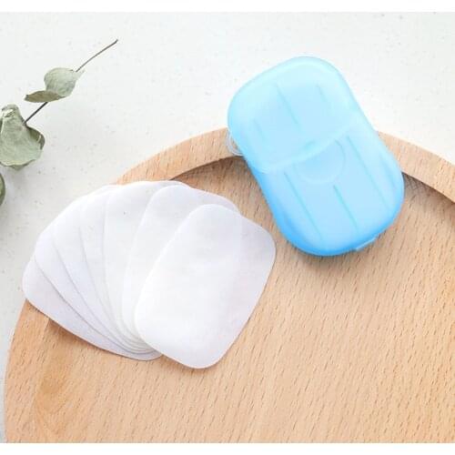 20Pcs/Box Soap Paper Washing Hand Scented Slice Portable Travel Cleaning Paper Disposable Boxed Small Soap Box Paper Bath Tools