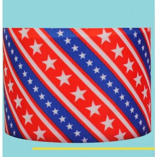 3" inch 75 mm 7.5cm star stripe free shipping printed grosgrain ribbons for gift decoration