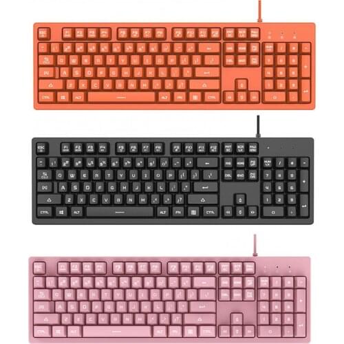 30% Off 104 Key Pink Button Switch Gaming USB Wired Office Gaming Mechanical Keyboard Keyboards Ergonomic Gamer Keyboard for PC