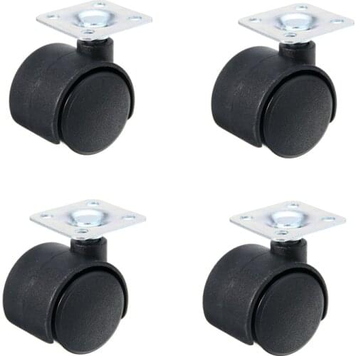 4pcs Black Swivel Plate Caster 30mm Nylon Wheel Chair Table Castor Replacement Hardware Casters For Industrial Furniture Mayitr